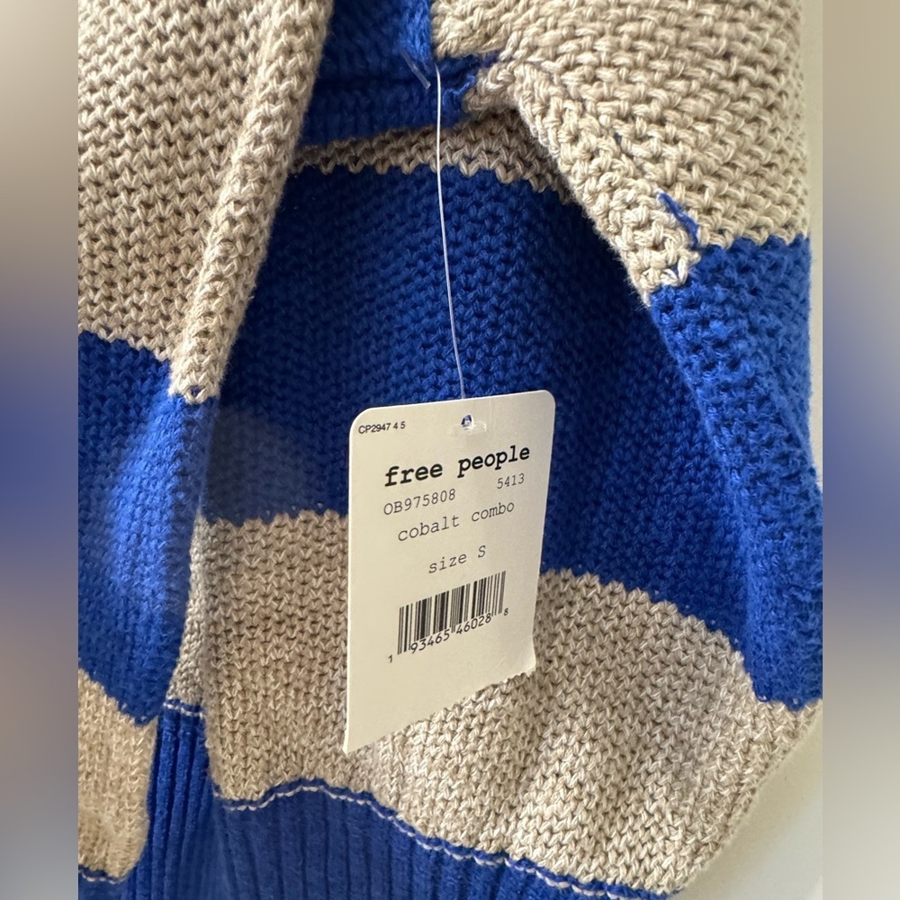 Free People Cobalt Combo Off-Shoulder Woman’s Sweater New With Tags - Picture 4 of 7